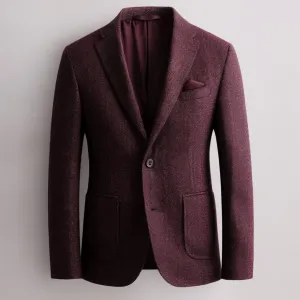 MERLOT EXECUTIVE HERRINGBONE WOOL TWEED BLAZER