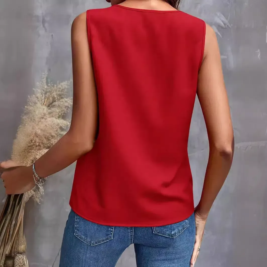 Metro Bloom Sleeveless Ruffle V-Neck Top