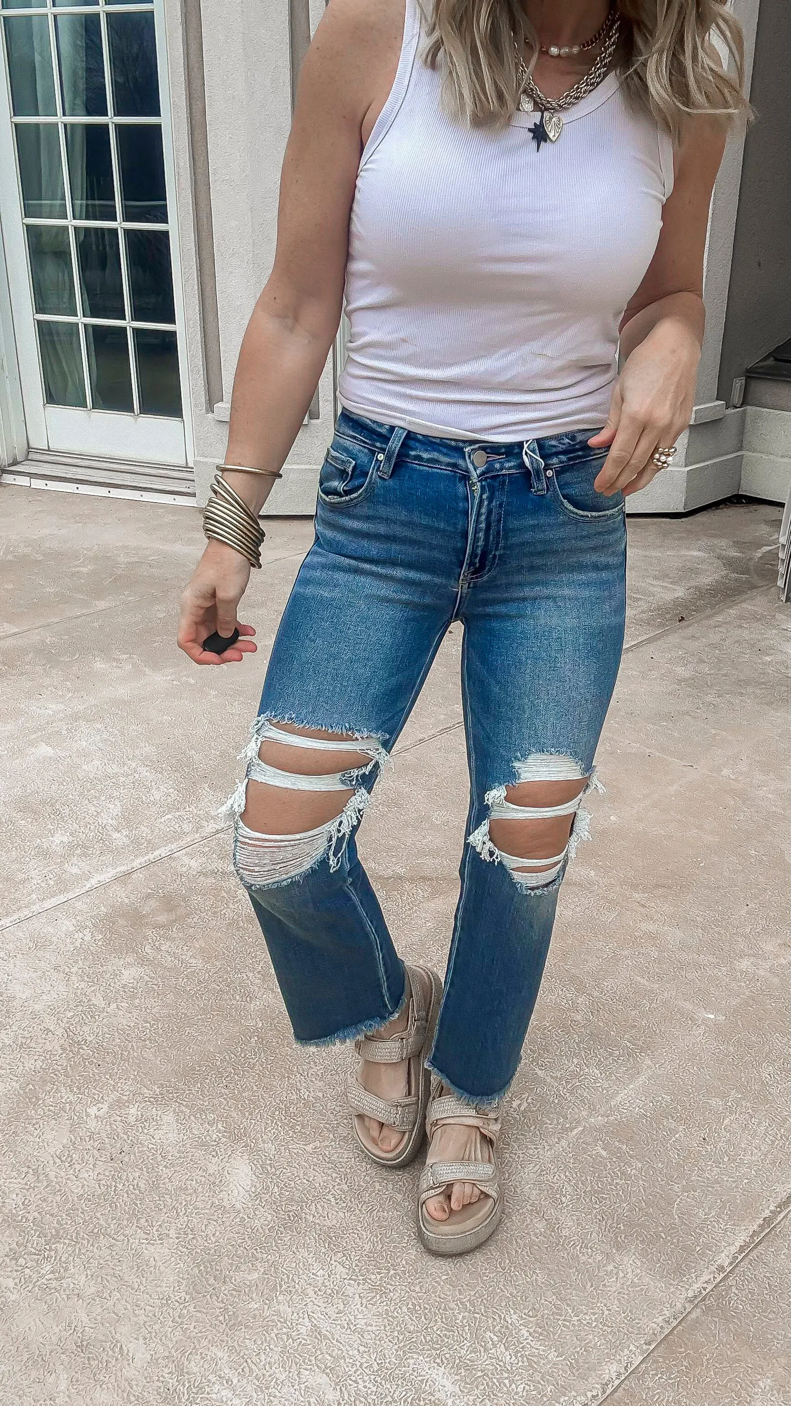Mid Rise Crop Flare Denim Jeans | RISEN