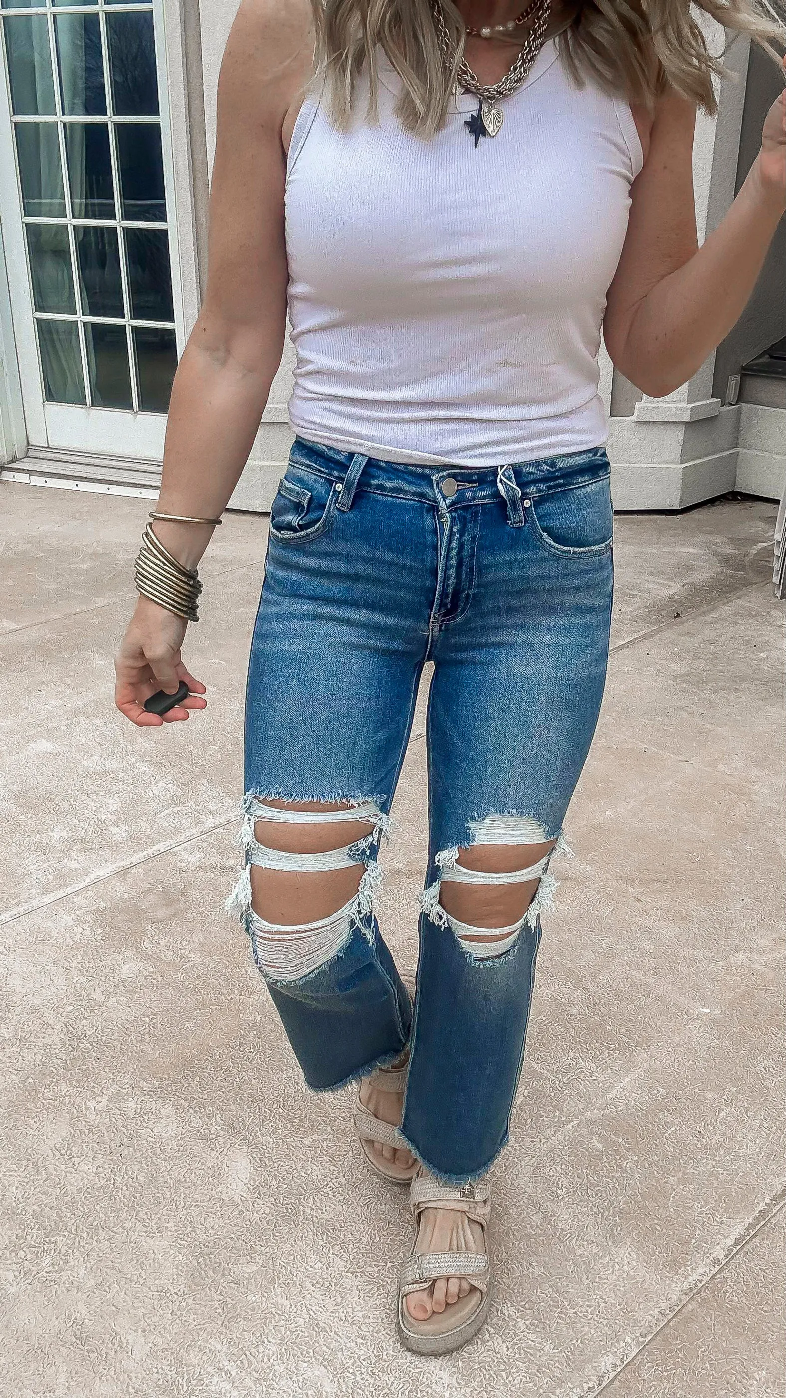 Mid Rise Crop Flare Denim Jeans | RISEN