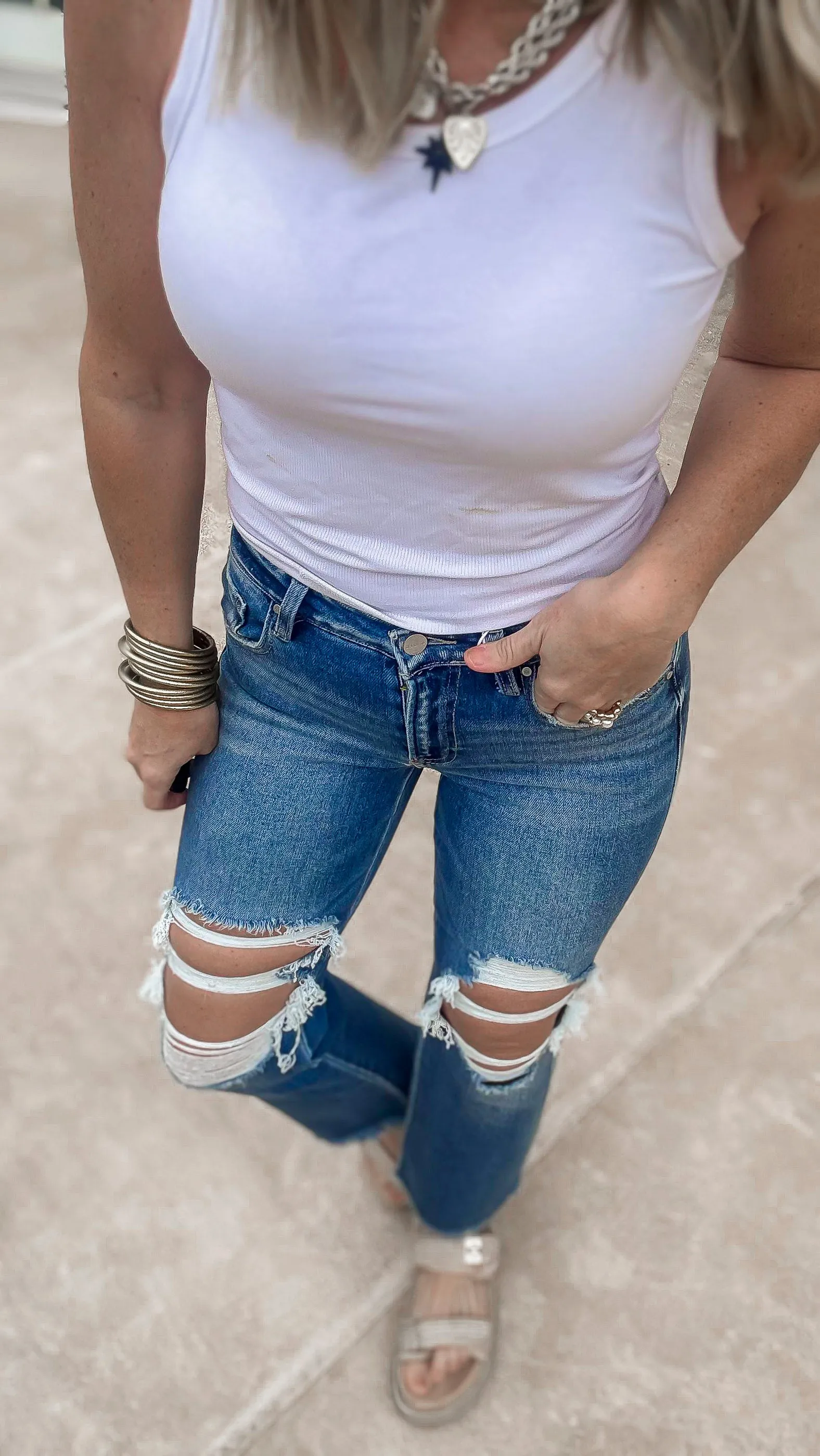 Mid Rise Crop Flare Denim Jeans | RISEN