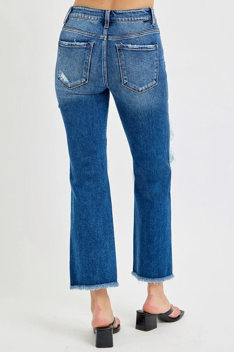 Mid Rise Crop Flare Denim Jeans | RISEN