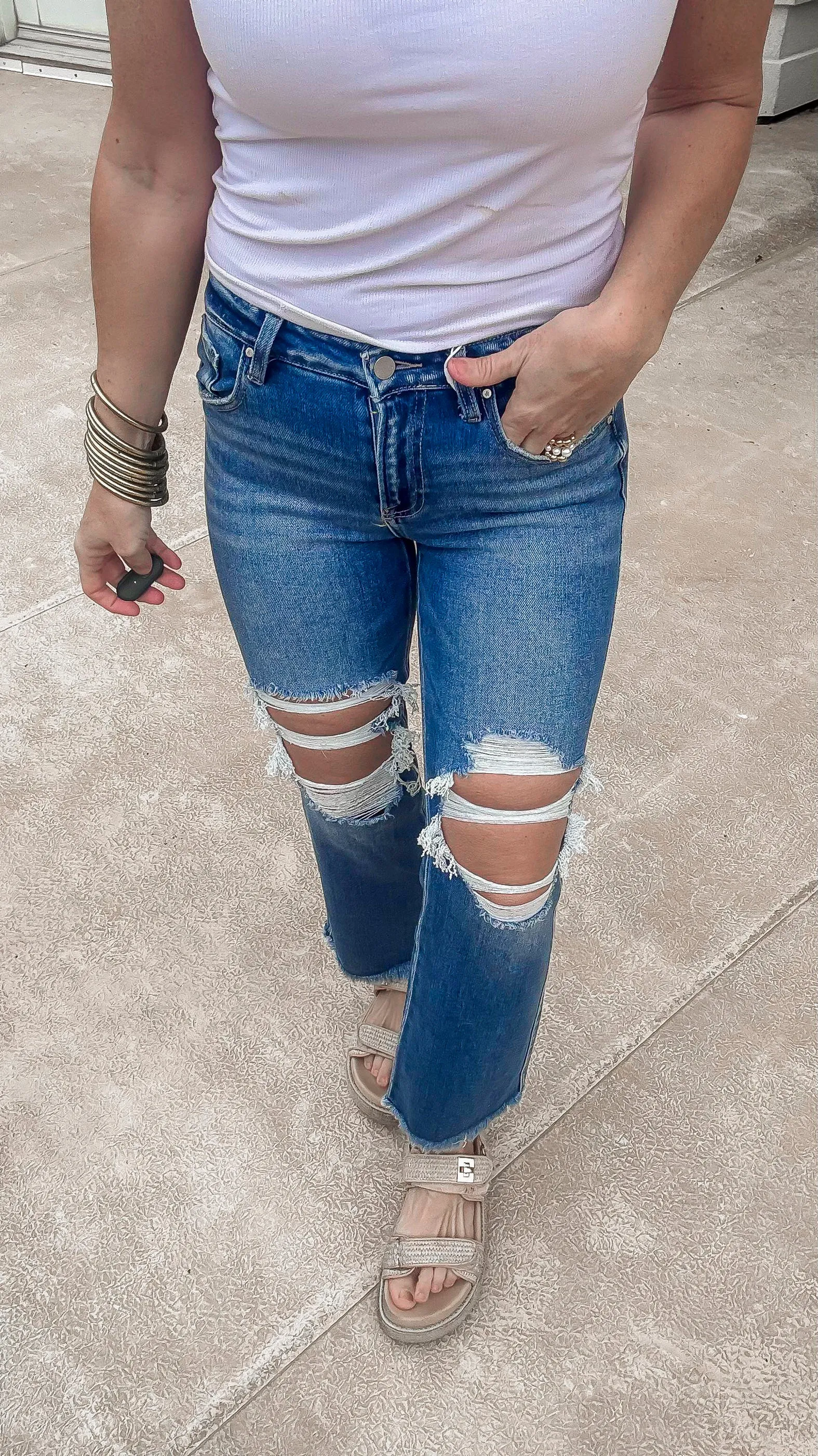 Mid Rise Crop Flare Denim Jeans | RISEN