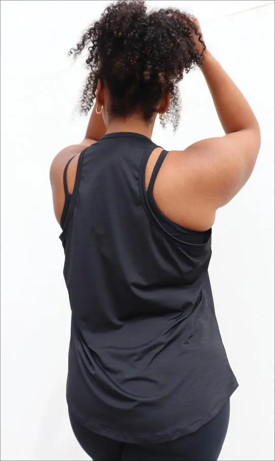 Midnight Curvy Contouring Mesh Tank