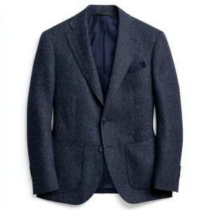 MIDNIGHT TYCOON HERRINGBONE WOOL TWEED BLAZER