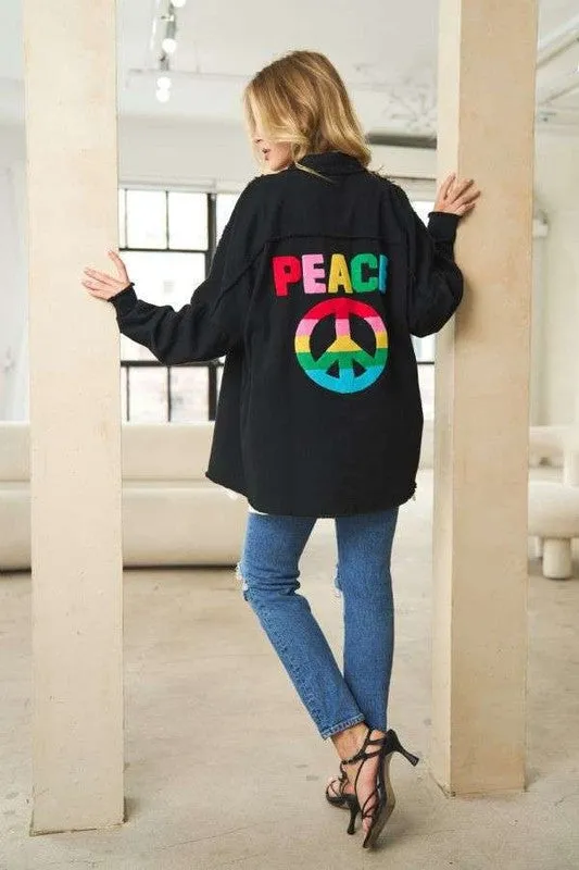 MULTI COLOR LETTERS PEACE SYMBOL SHACKET