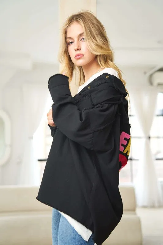 MULTI COLOR LETTERS PEACE SYMBOL SHACKET