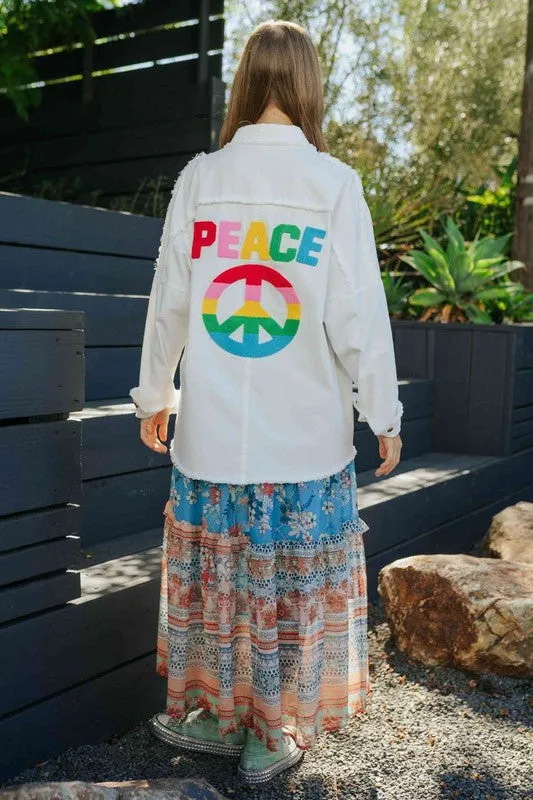 MULTI COLOR LETTERS PEACE SYMBOL SHACKET