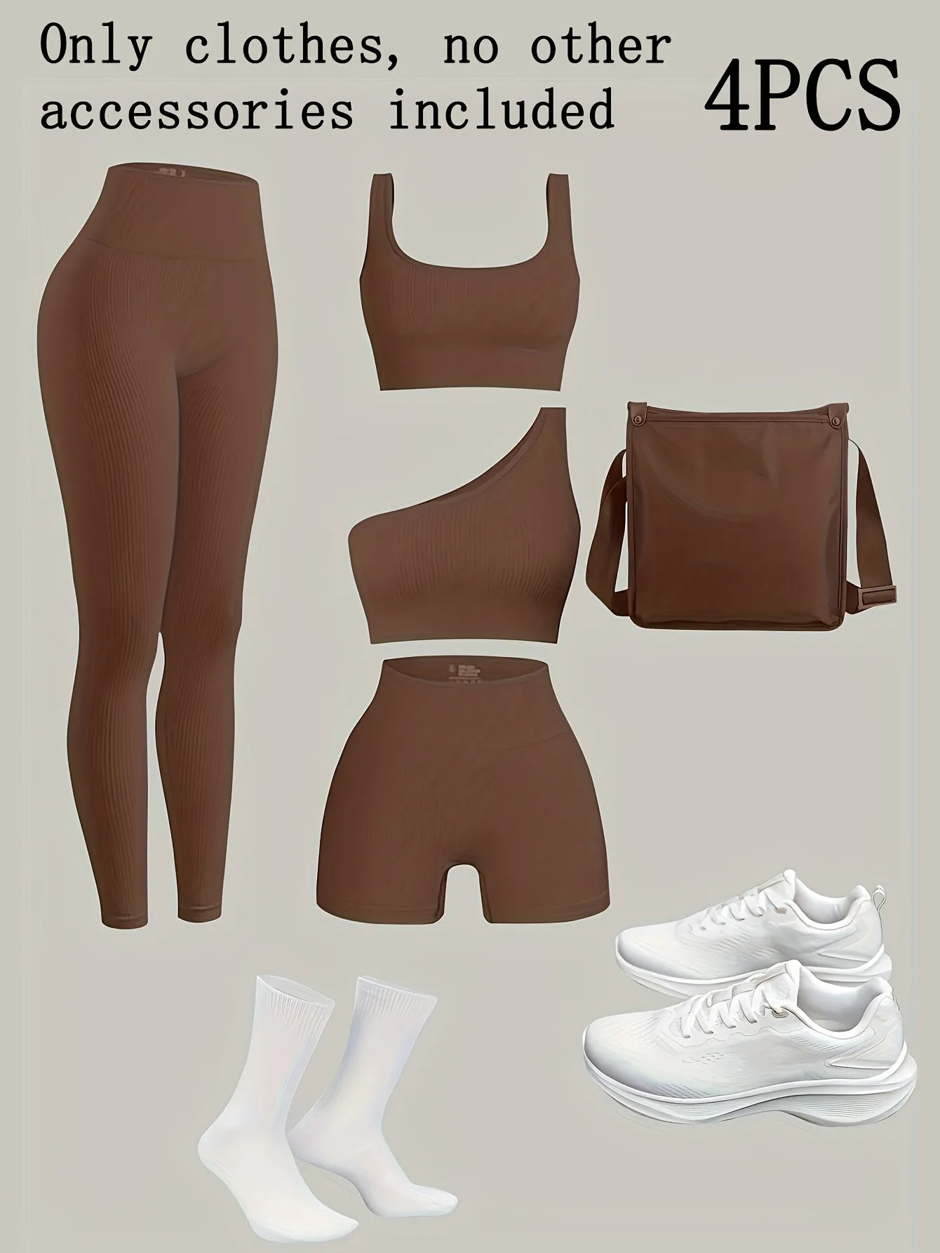 Multi-Piece Rib-Knit Sports and Yoga Set