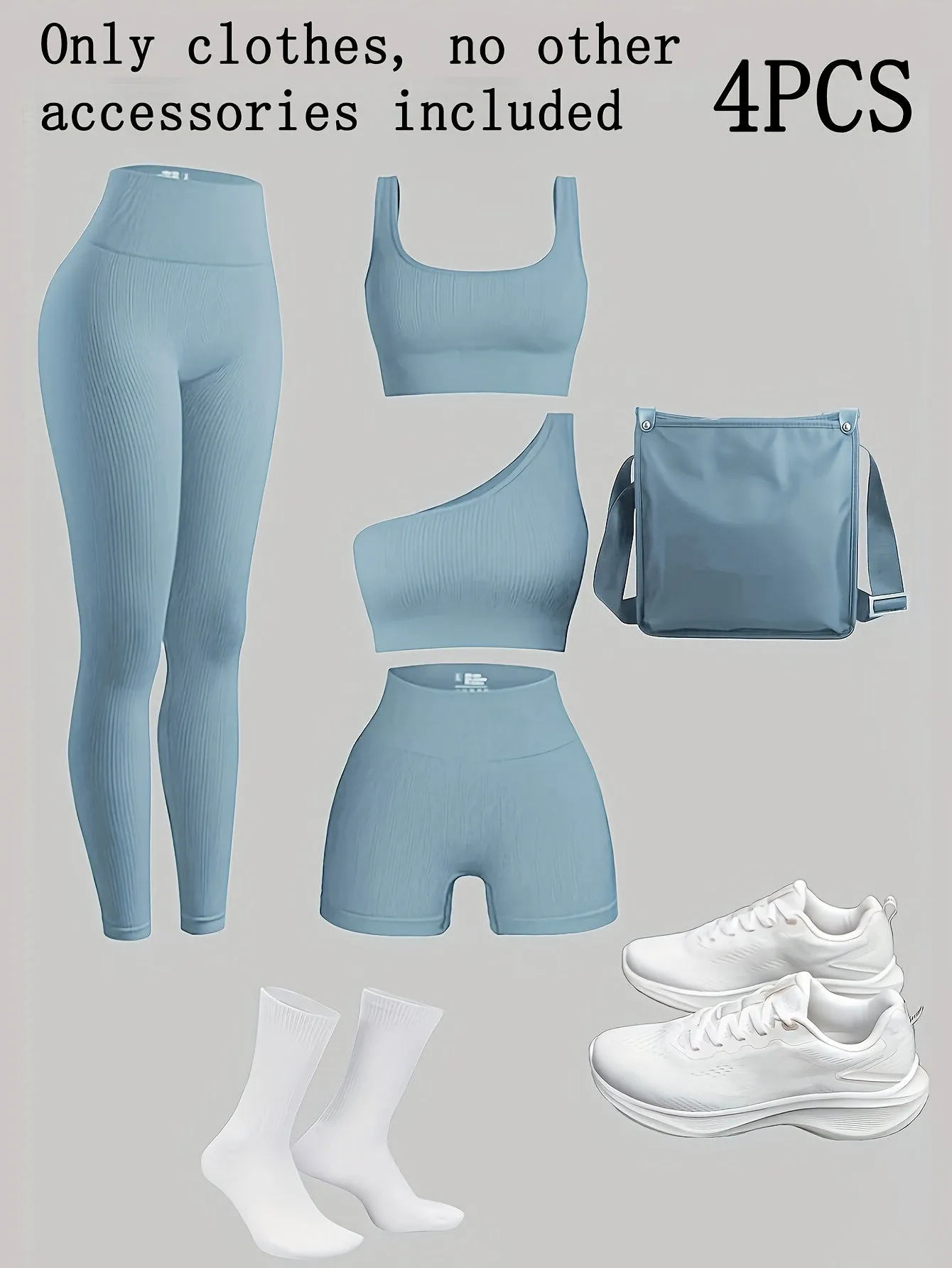 Multi-Piece Rib-Knit Sports and Yoga Set