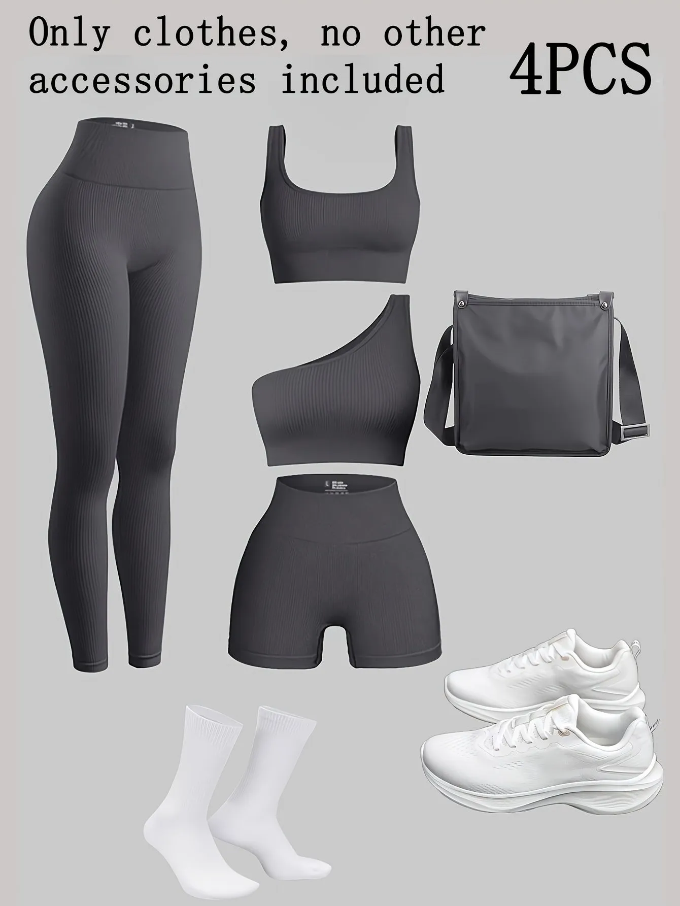 Multi-Piece Rib-Knit Sports and Yoga Set