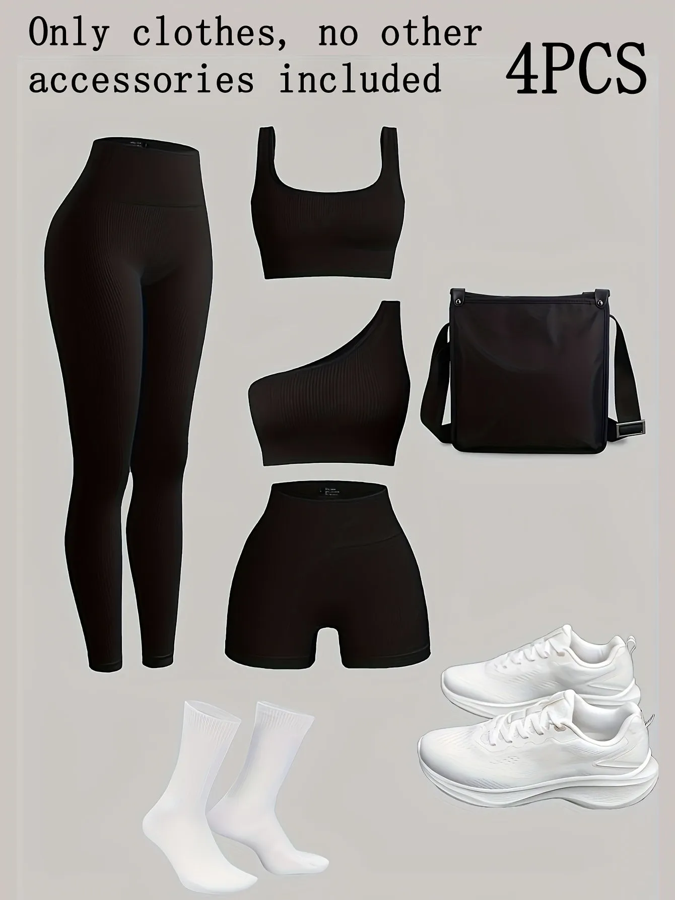 Multi-Piece Rib-Knit Sports and Yoga Set