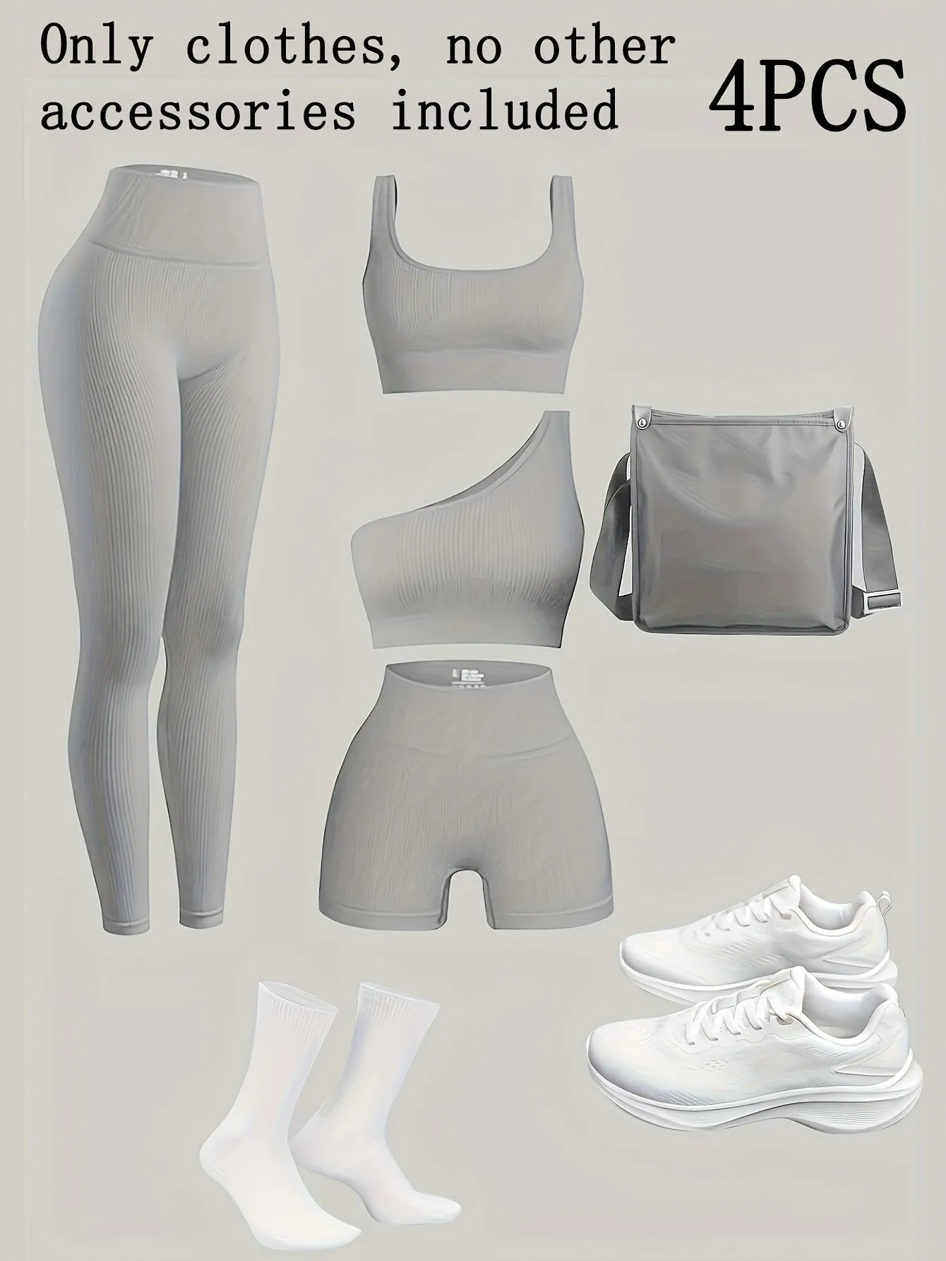 Multi-Piece Rib-Knit Sports and Yoga Set