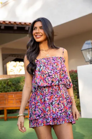 New Settings Printed Flowy Tiered Romper