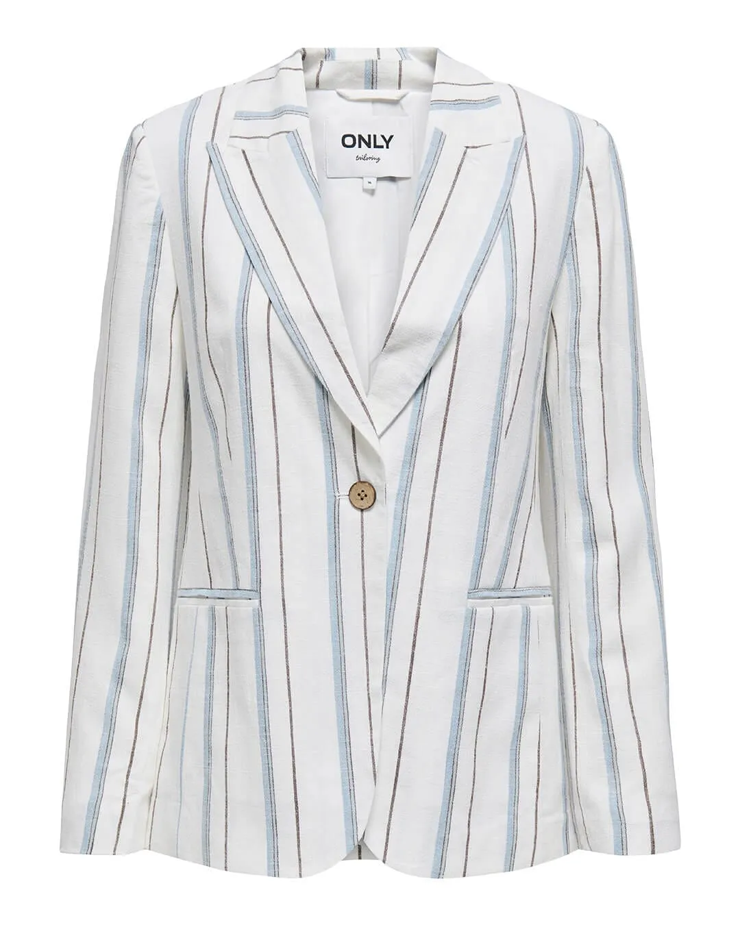 Only Linen White Striped Tailored Blazer