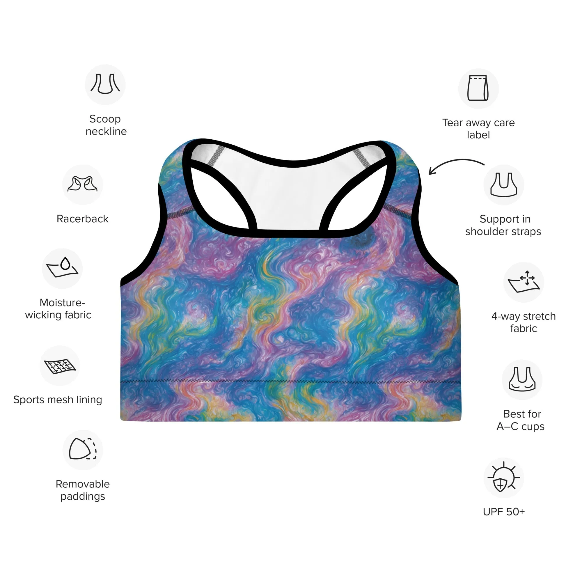 Padded Sports Bra - Quantum Drift