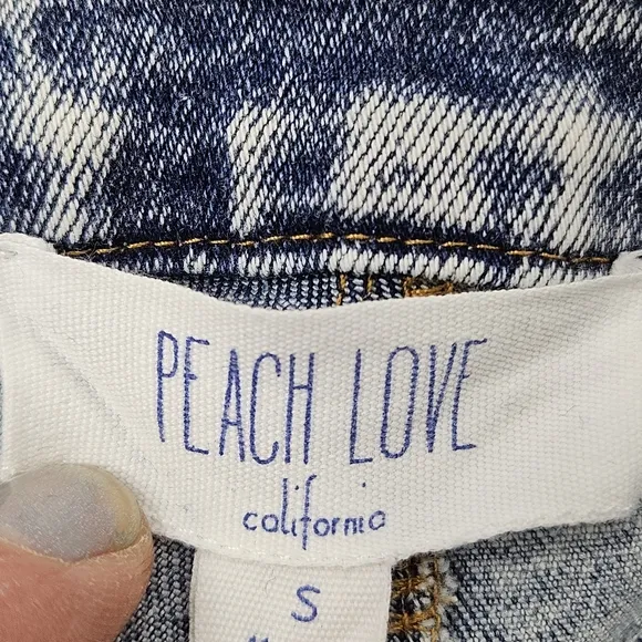 Peach love California super flare hippie Bell Bottom Stone washed jeans *small*