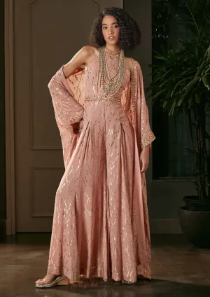 Peach lurex jumpsuit and jacket