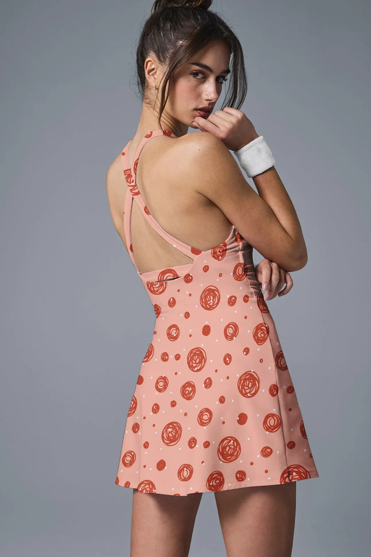 Peachy Bloom – Retro Floral Performance Dress