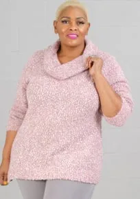 Pink marbled yard cowl neck sweater