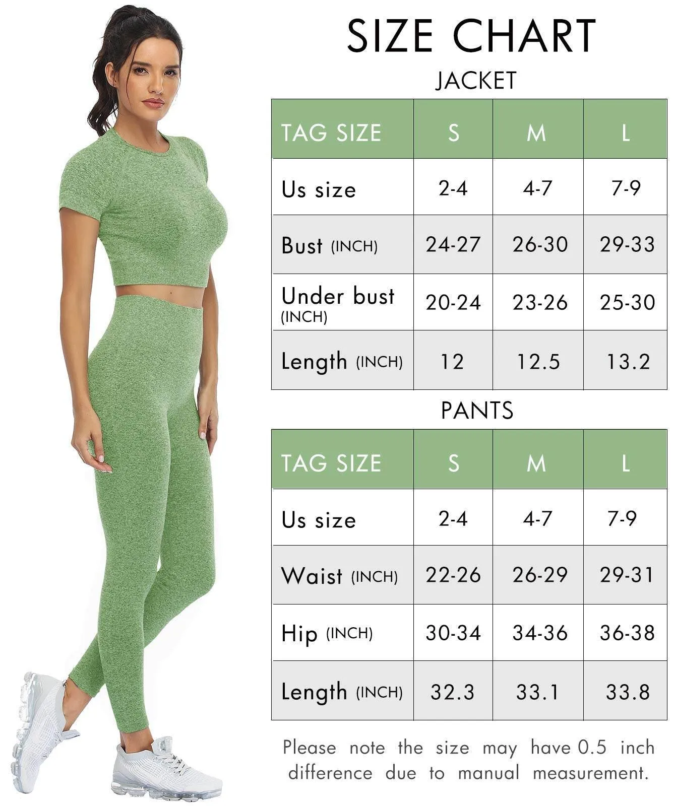 PINKSAVIOR Workout Sets for Women Two Piece Outfits Seamless High Waist Leggings Yoga Crop Tops Athletic Sports Gym Sets(P005M-Avocado