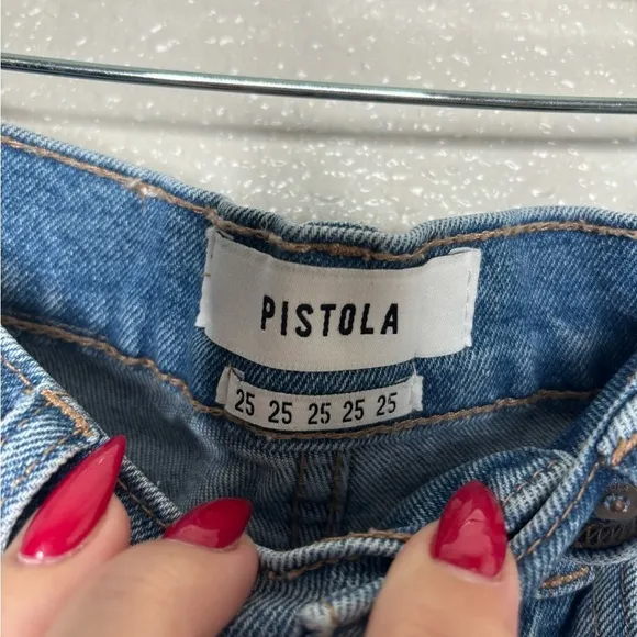 PISTOLA Nico High Rise Mom Jean in Half Court Metallic Side Stripe