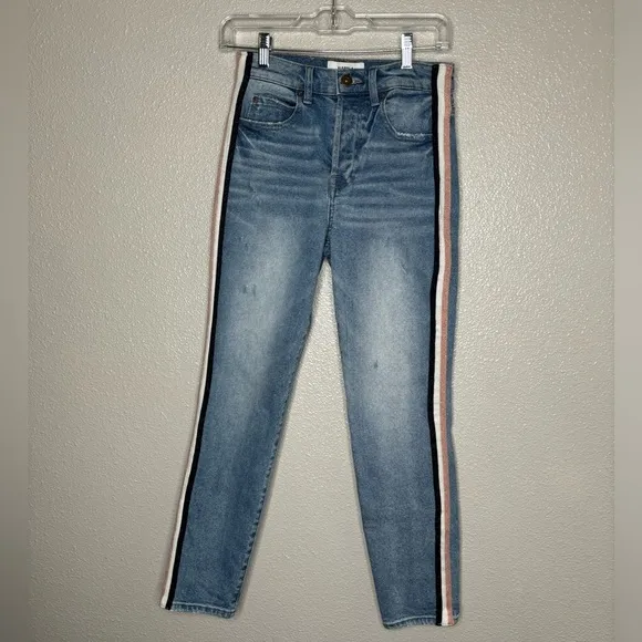 PISTOLA Nico High Rise Mom Jean in Half Court Metallic Side Stripe
