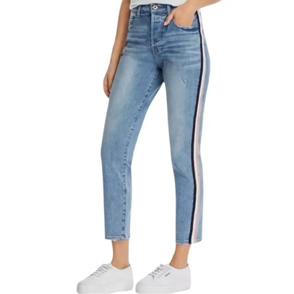 PISTOLA Nico High Rise Mom Jean in Half Court Metallic Side Stripe