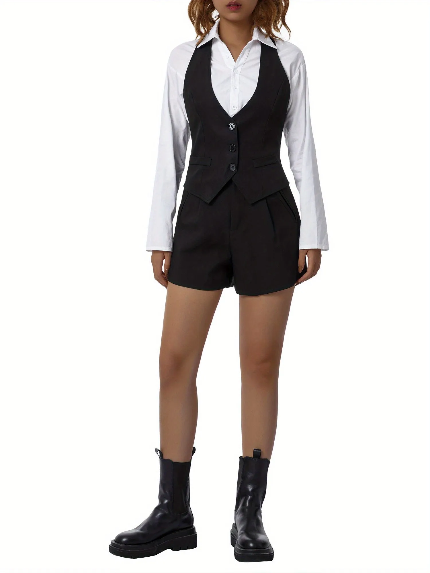 Plus Size Vintage Button-Down Waistcoat Vest