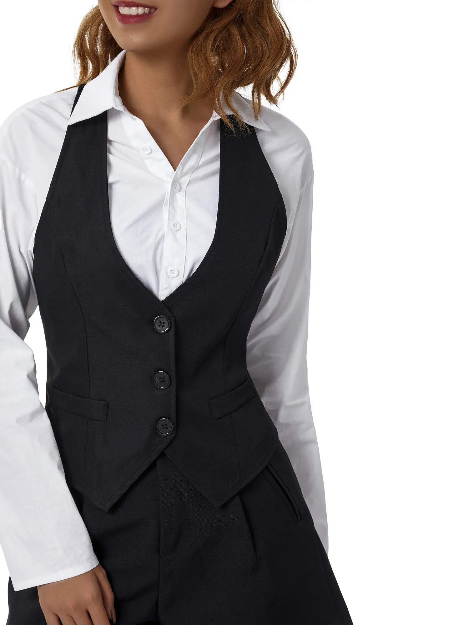 Plus Size Vintage Button-Down Waistcoat Vest