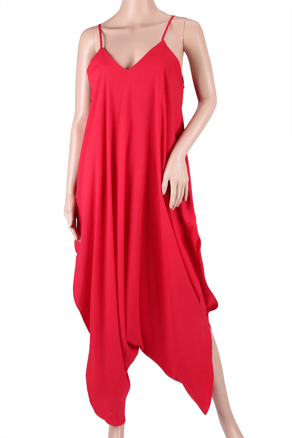 Preself Summer Women's Harem Romper Jumpsuit Coveralls Playsuit with Spaghetti Strap and Deep V-Neck Plus Size S-6XL