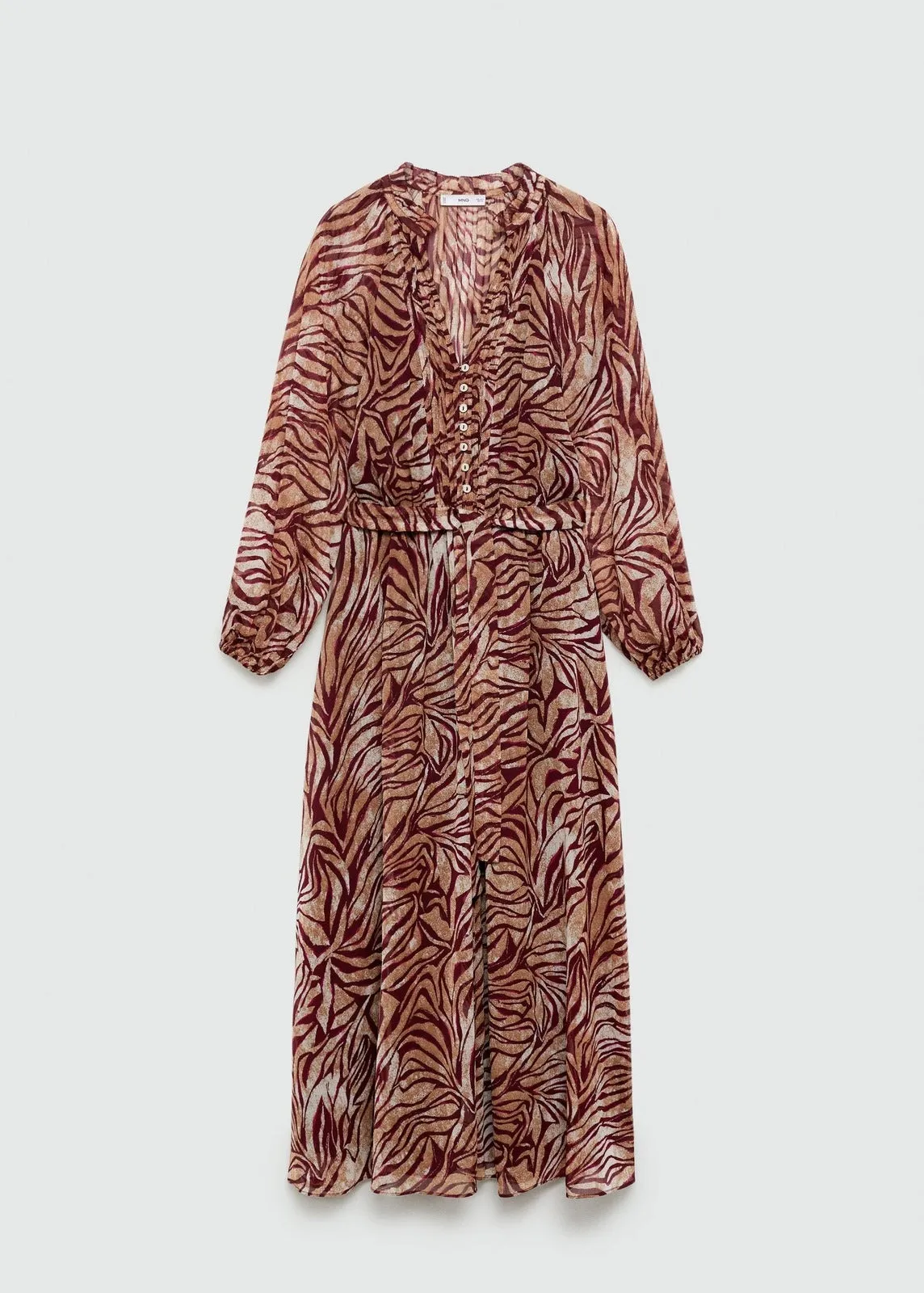 Printed long dress - Dark Red