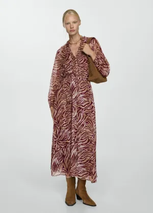 Printed long dress - Dark Red