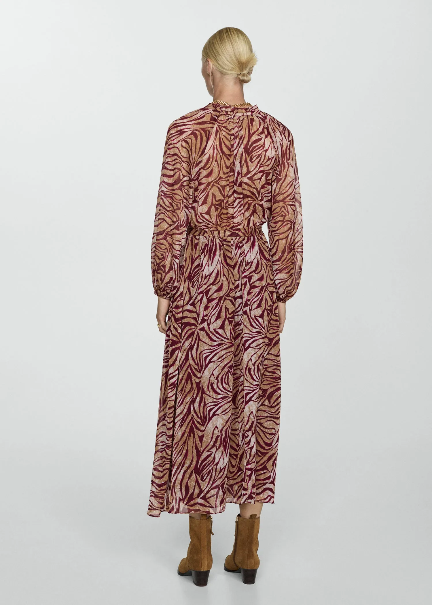 Printed long dress - Dark Red