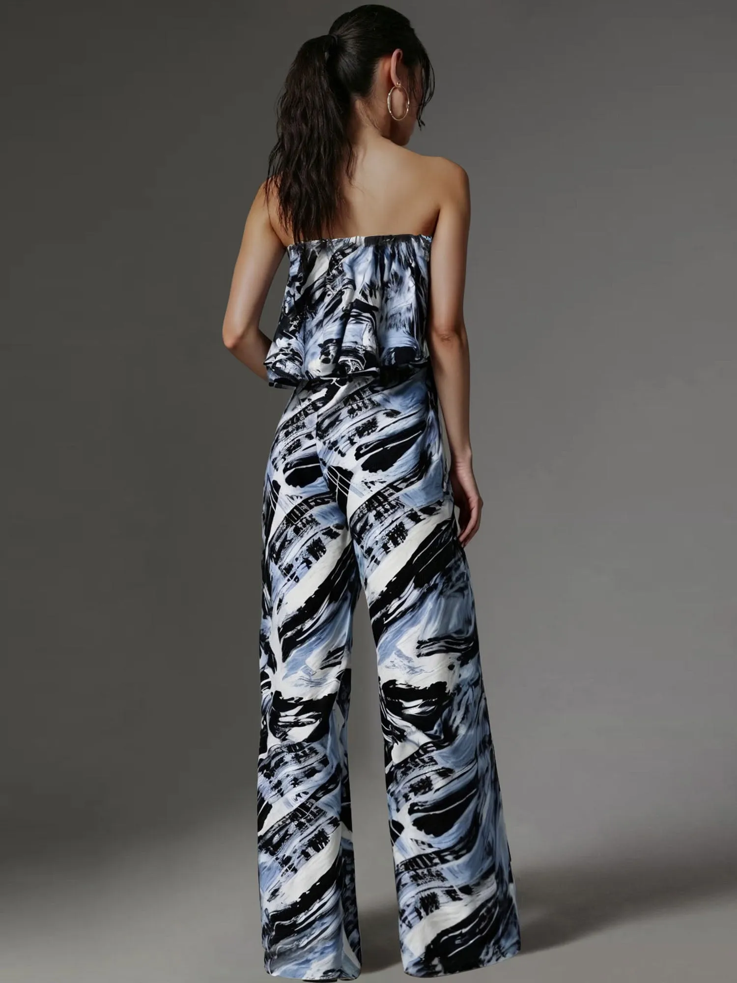 Printed Ruffled Woven Jumpsuit