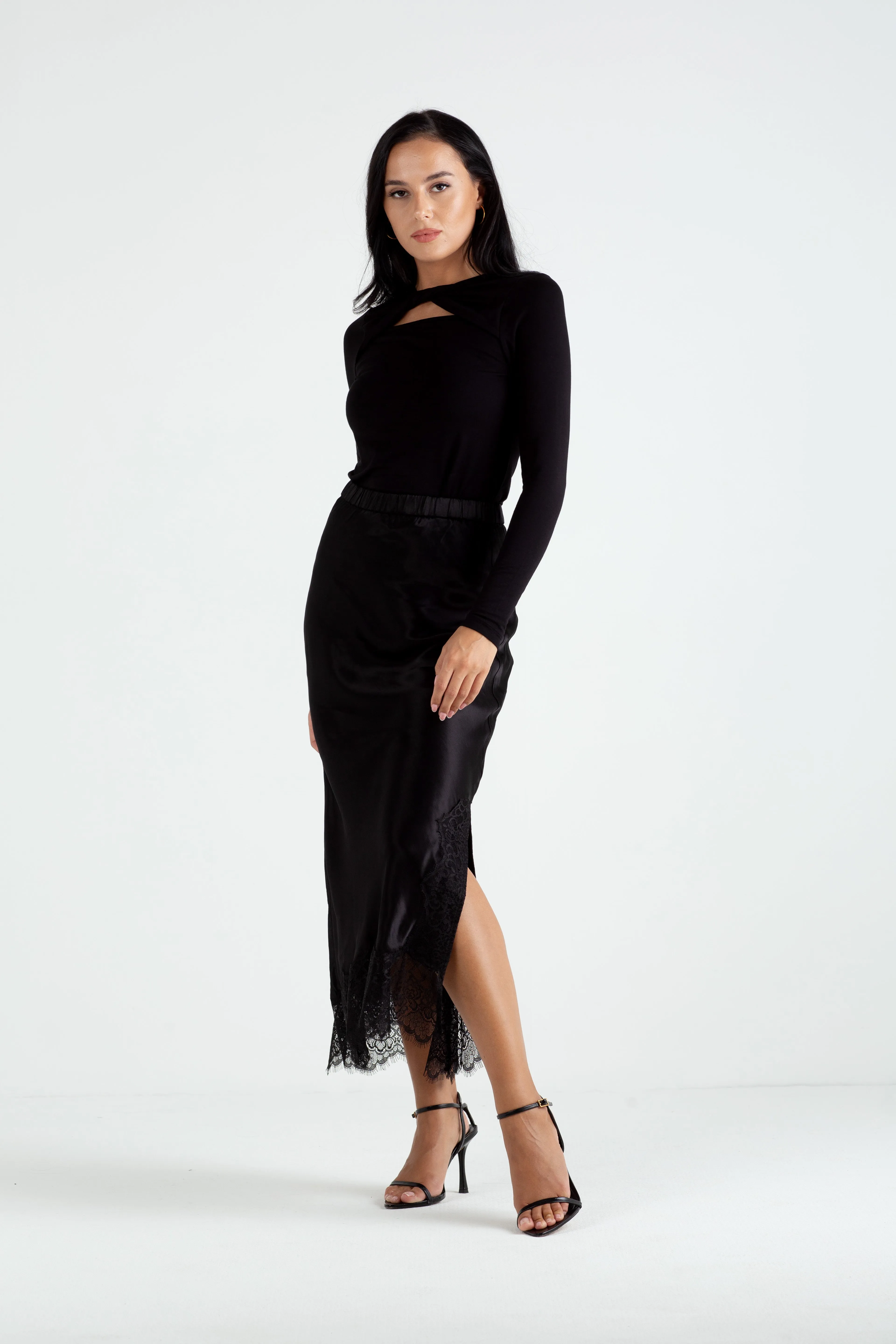 "The Ashley" - Twist Neck Top (Black)