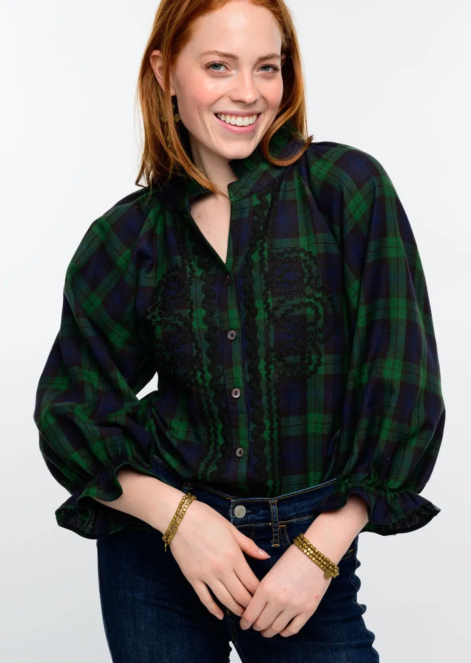 Rosa Plaid Trimmed Shirt