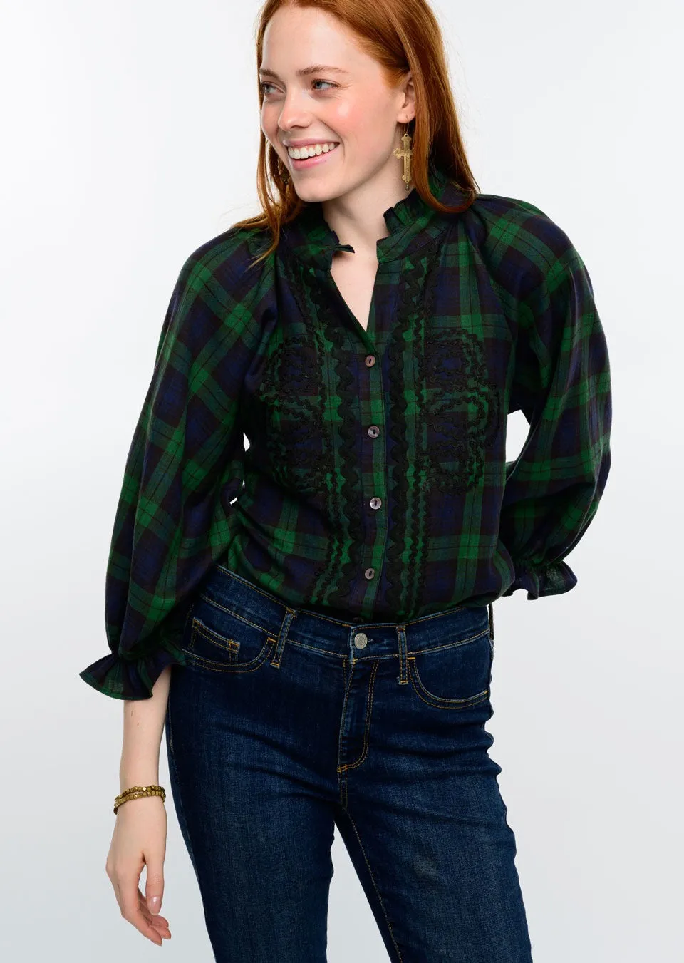 Rosa Plaid Trimmed Shirt