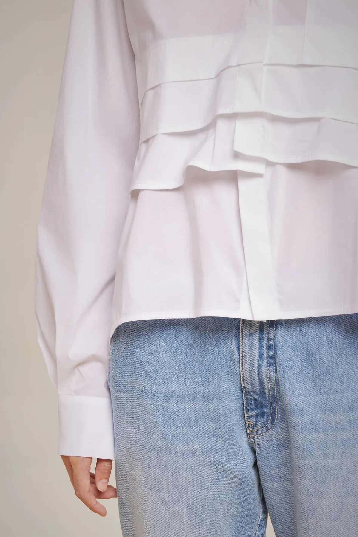 Ruffle Accent Shirt - White