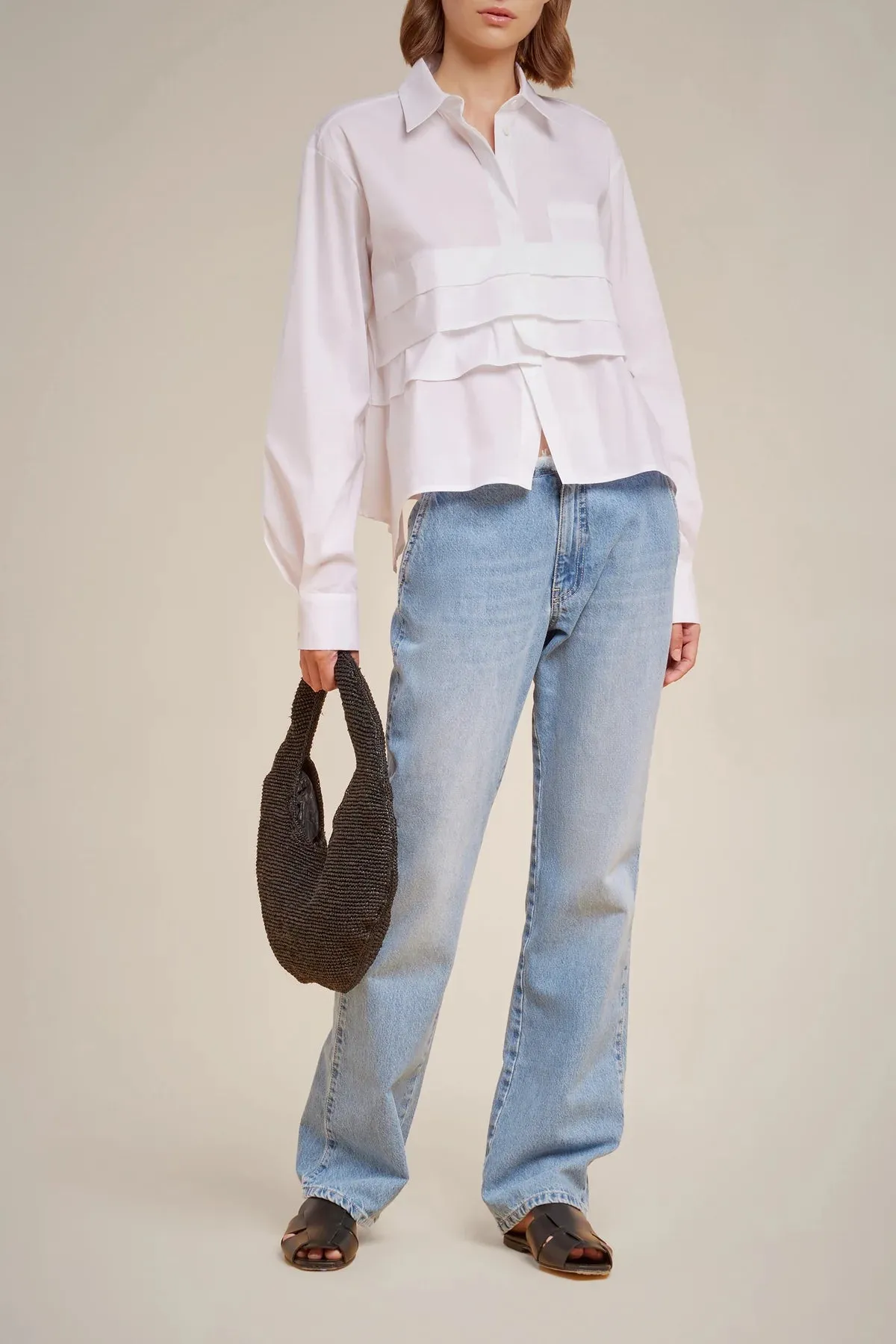 Ruffle Accent Shirt - White