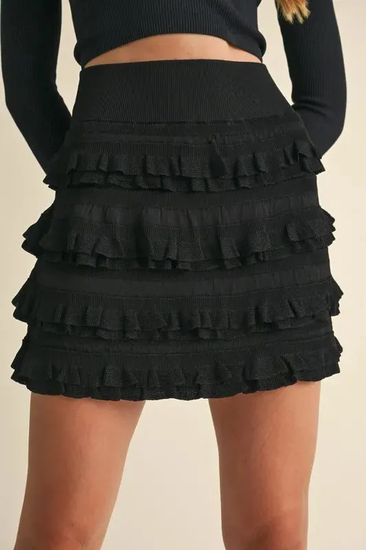 Ruffle & Ready Knit Skirt – High Waist Mini by MABLE