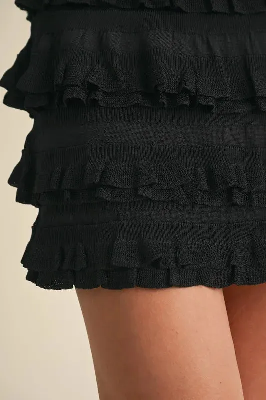 Ruffle & Ready Knit Skirt – High Waist Mini by MABLE