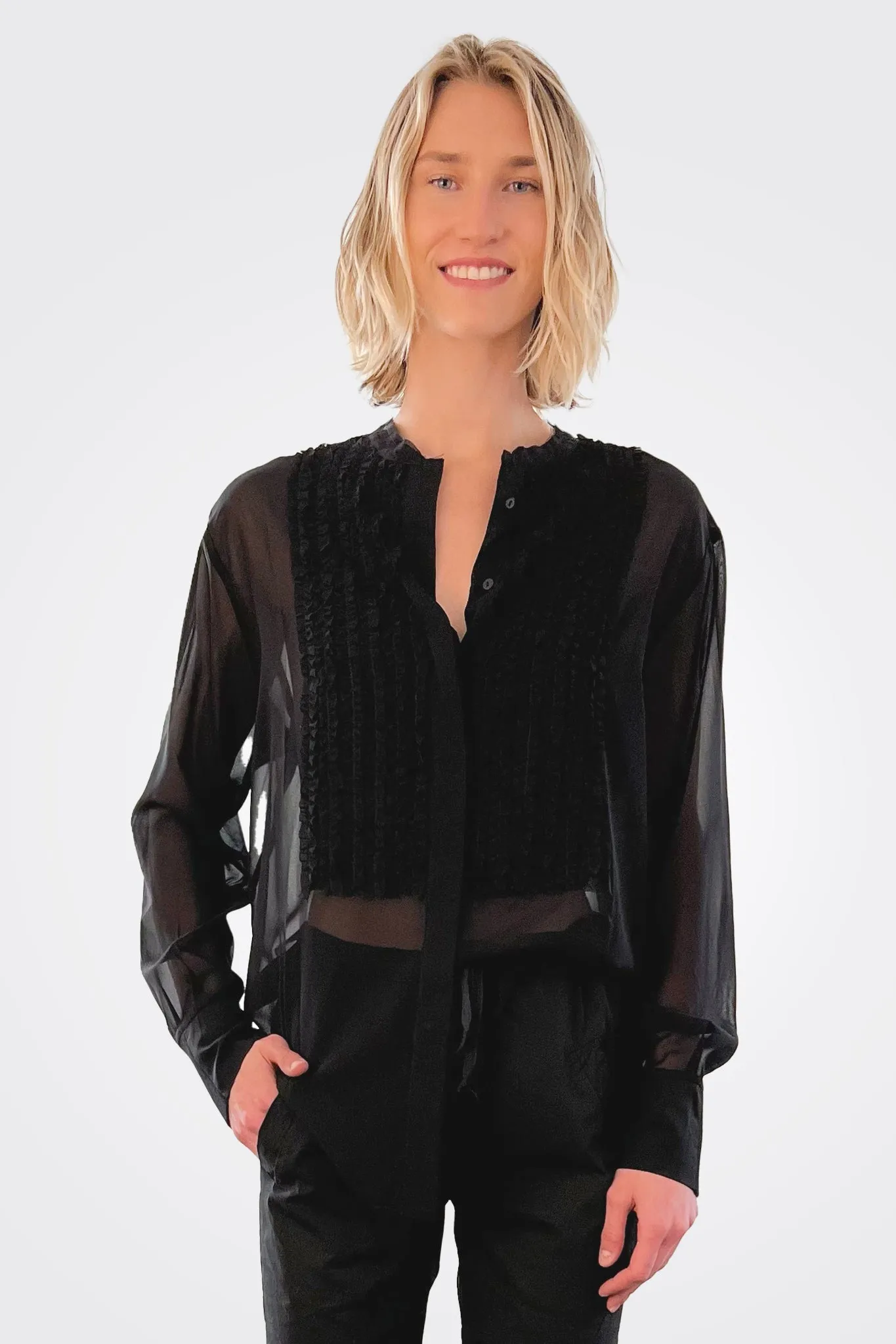 Ruffle Blouse - Black