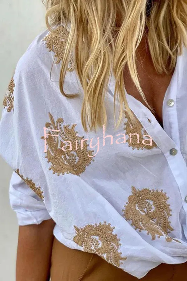 Rustic Unique Printed Button Panel Short Sleeve Shirt