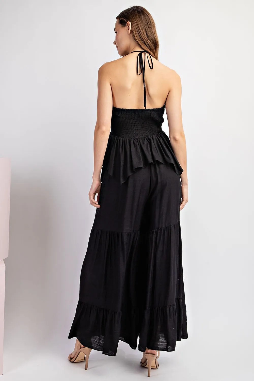 Santa Rosa Sleeveless Halter Ruffle Jumpsuit - Final Sale