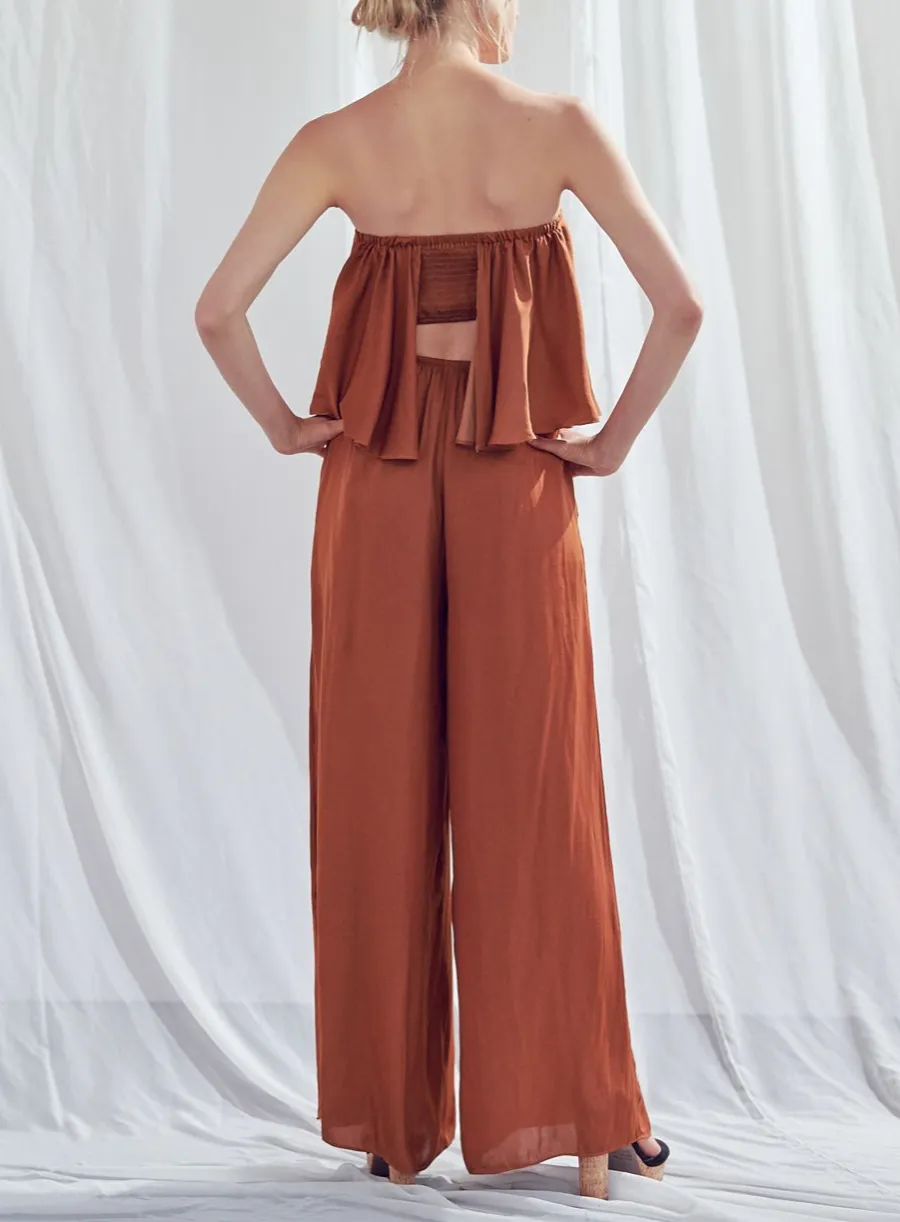 Satin Strapless Jumpsuit