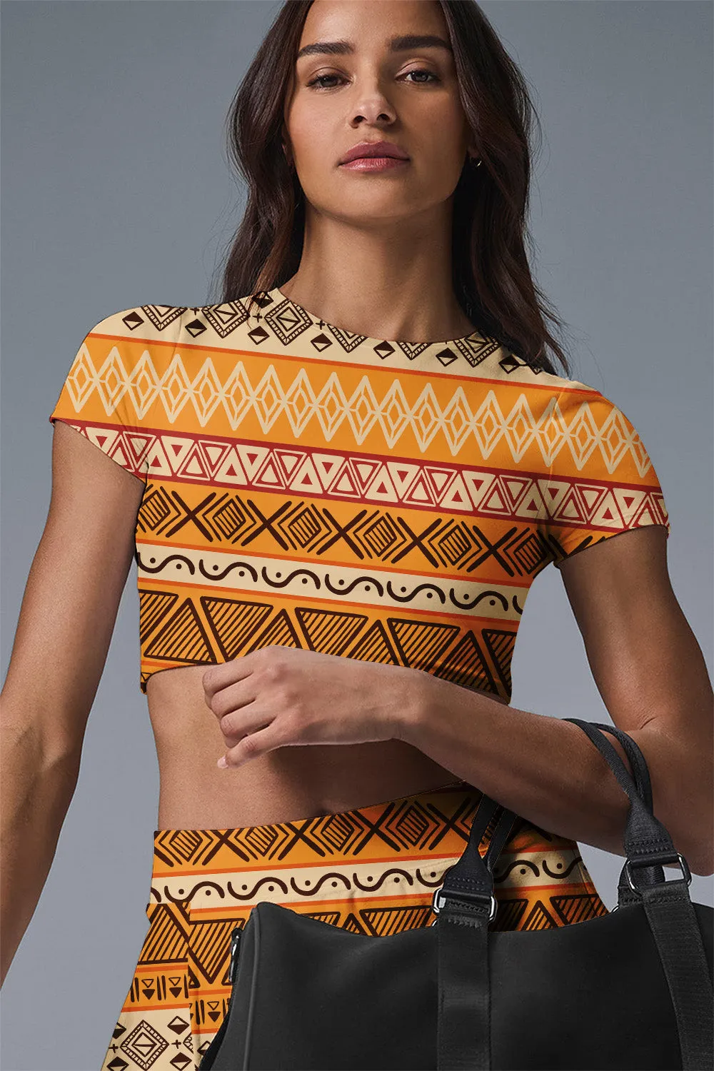 Savanna Rhythm Tribal Print Activewear Set – 2-Piece Tennis, Pickleball & Workout Outfit for Women