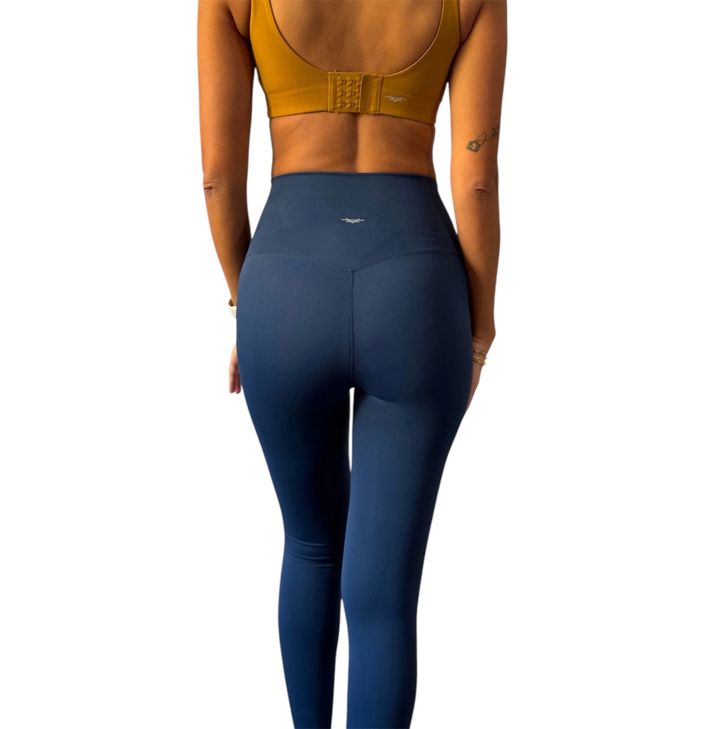 Seamless Front Basic Leggings - Dark Blue