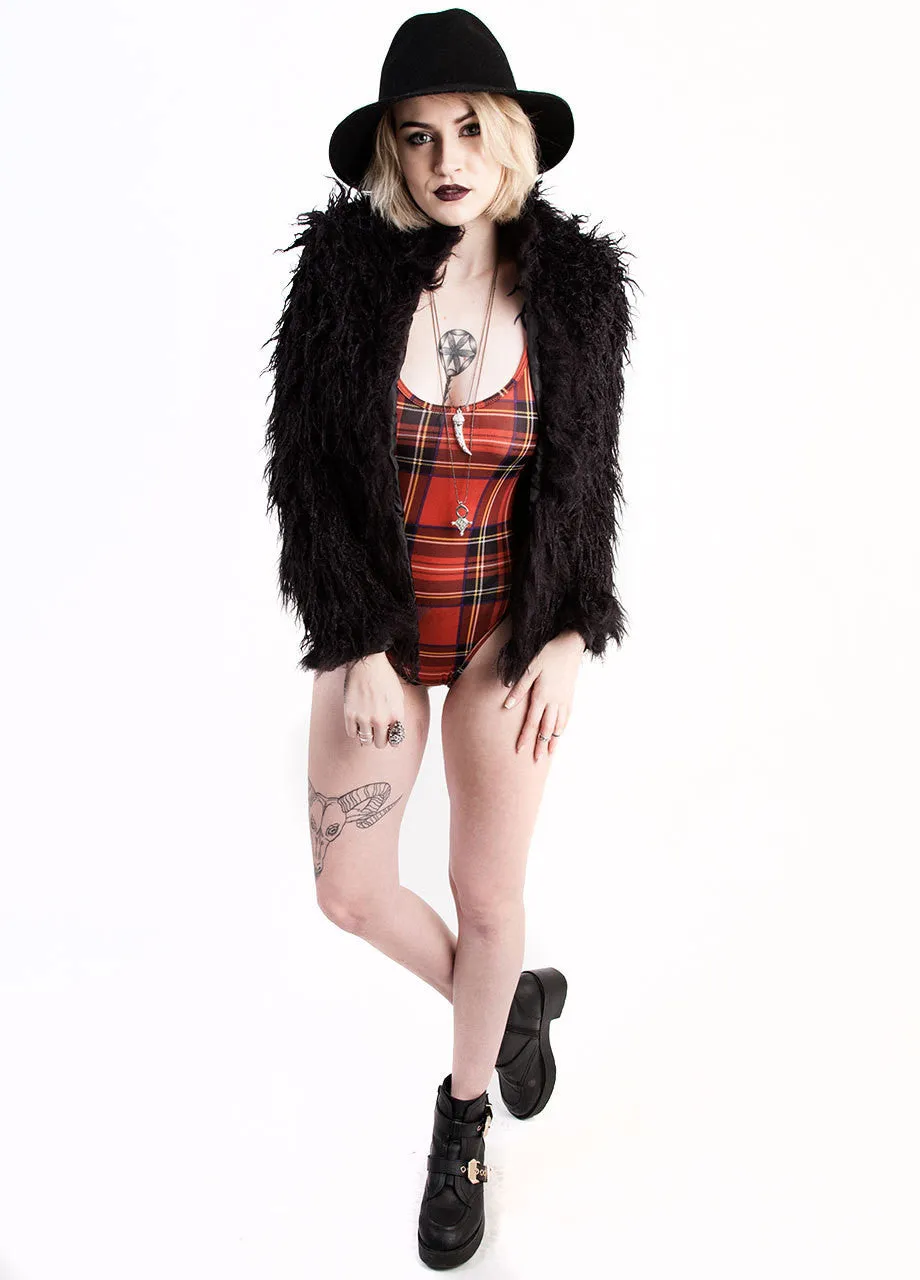 See You Monday Red Plaid Bodysuit