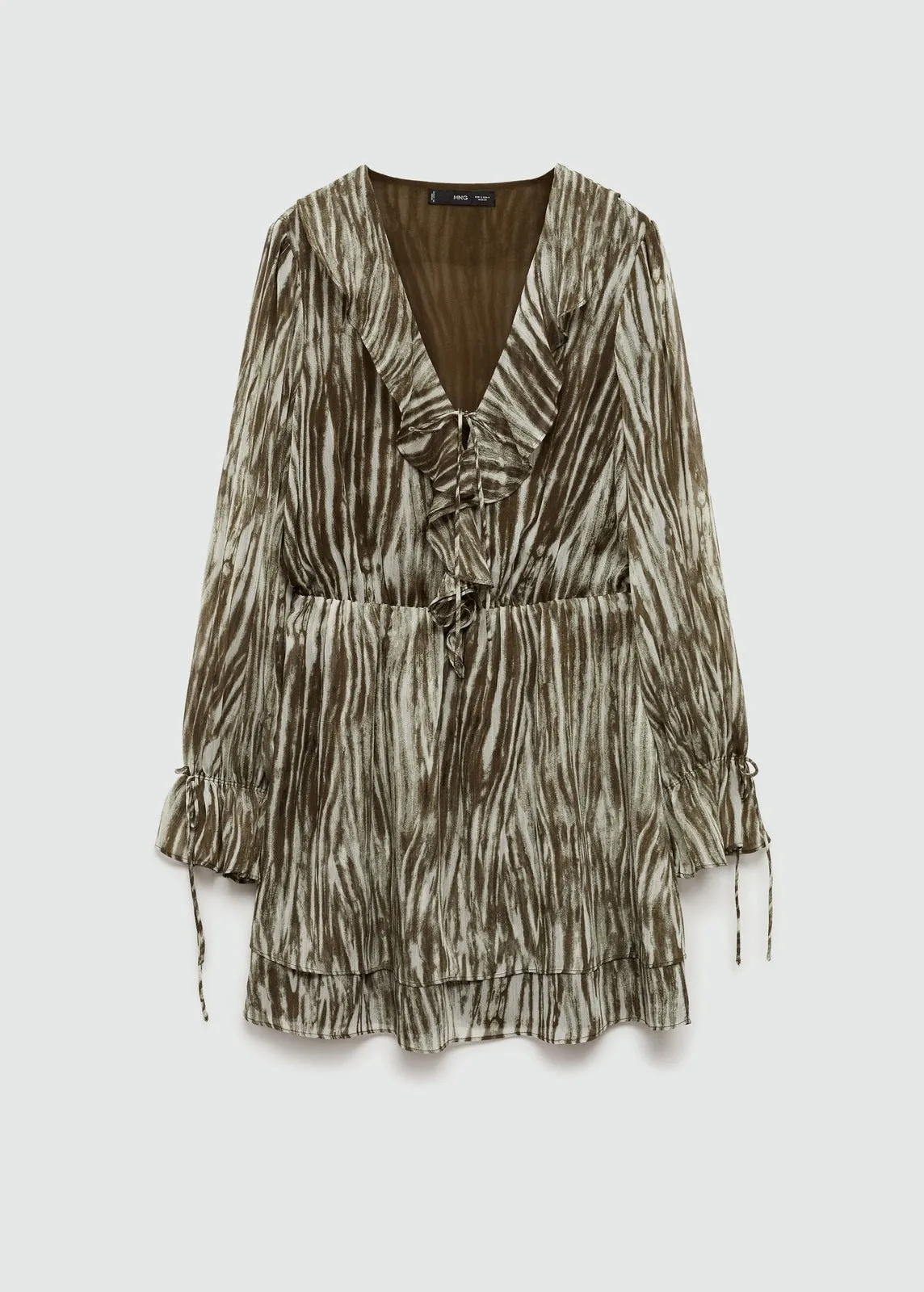 Short ruffle printed dress - Green